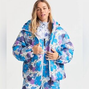 LoveShack Fancy Bogner Floral Blue Women's Jacket NWOT